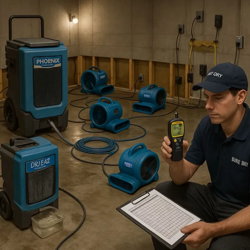 Structural Drying and Dehumidification process in Oak Grove, SC